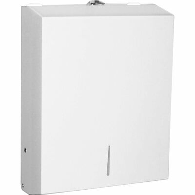 Genuine Joe GJO02197 C-Fold/Multi-fold Towel Dispenser Cabinet, C Fold, Multifold Dispenser, 13.5" Height x 11" W x 4.3" D, Stainless Steel, Metal, White, Wall-Mountable