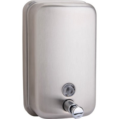 Genuine Joe GJO02201 Liquid/Lotion Soap Dispenser, Manual, 31.50 fl oz Capacity, Corrosion Resistant, Wall-Mountable, Rust Proof, Stainless Steel