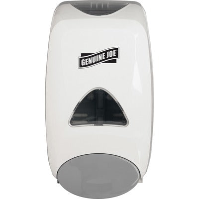 Genuine Joe GJO10495 1250 ml Foam Soap Dispenser, Manual, 1.32 qt Capacity, Site Window, Soft Push, Sanitary-sealed, Refillable, White