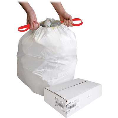 Genuine Joe GJO01229 Flexible Drawstring Trash Can Liners, Small Size, 13 gal Capacity, 25.13" L x 24" W x 0.90 mil (23 Micron) Thickness, Low-Density, Drawstring Closure, 60/Box