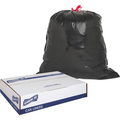 Genuine Joe GJO01230 Flexible Drawstring Trash Can Liners, Medium Size, 30 gal Capacity, 32" L x 30" W x 1.05 mil (27 Micron) Thickness, Low-Density, Drawstring Closure, 42/Box