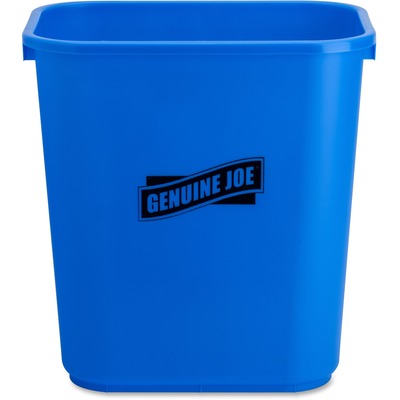 Genuine Joe GJO57257 28-1/2 Quart Recycle Wastebasket, 7.13 gal Capacity, Rectangular, 15" Height x 14.5" W x 10.5" D, Blue, White
