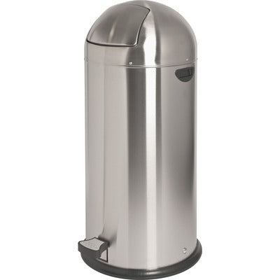Genuine Joe GJO58888 13.5 Gallon Pedal Receptacle Bin, 13.50 gal Capacity, Easy to Clean, Foot Pedal, 37.4" Height x 17.5" Diameter, Steel, Stainless Steel