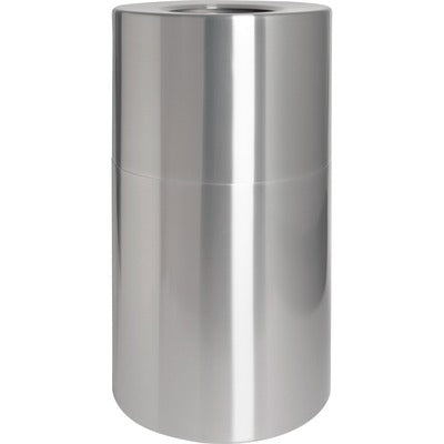Genuine Joe GJO58893 Classic Cylinder 2-Piece Waste Receptacle, 35 gal Capacity, Weather Resistant, Fire Proof, Leak Proof, 34" Height x 18" Diameter, Aluminum, Silver