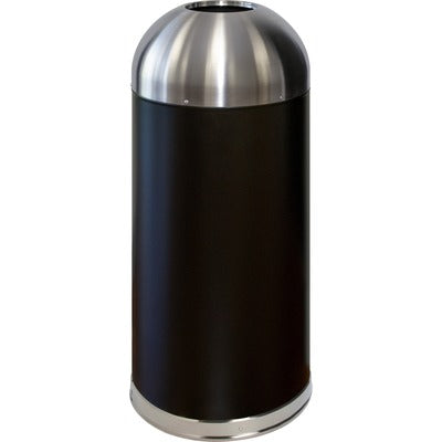 Genuine Joe GJO58896 15 Gallon Dome Top Trash Receptacle, 15 gal Capacity, Durable, Powder Coated, Easy to Clean, 40" Height x 16.5" Diameter, Stainless Steel