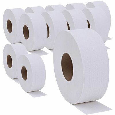 Genuine Joe GJO2565012 2-ply Jumbo Roll Dispenser Bath Tissue, 3.30" Width x 650 ft Length, 3 19/64" Core, White, 12/Carton