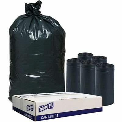 Genuine Joe GJO70057 Slim Jim 23-gallon Can Liners, Medium Size, 23 gal Capacity, 43" L x 28.50" W, Low-Density, Black, Office Waste, Food, Recycled