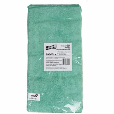 Genuine Joe GJO39505 General Purpose Microfiber Cloth, 16" L x 16" W, Chemical Resistant, Oil-free, Lint-free, Green, 12/Bag