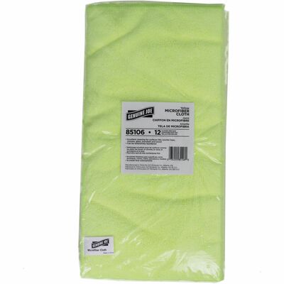 Genuine Joe GJO85106 General-purpose Microfiber Cloth, 16" L x 16" W, Yellow, 12/Bag