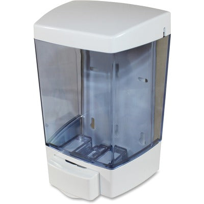 Genuine Joe GJO85133 Liquid Soap Dispenser, Manual, 1.44 qt Capacity, See-through Tank, Water Resistant, White