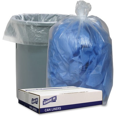 Genuine Joe GJO29132 Low-Density Can Liners, 56 gal Capacity, 47" L x 43" W x 1.40 mil (36 Micron) Thickness, Clear, Recycled, 100/Carton