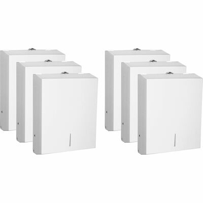 Genuine Joe GJO02197CT C-Fold/Multi-fold Towel Dispenser Cabinet, C Fold, Multifold Dispenser, 13.5" Height x 11" W x 4.3" D, Stainless Steel, Metal, White, Wall-Mountable, 6/Carton