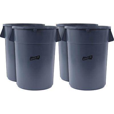Genuine Joe GJO11581CT 44-gallon Heavy-duty Trash Container, 44 gal Capacity, Heavy Duty, Handle, 24" Height x 31.5" W x 24" D, Gray, 4/Carton