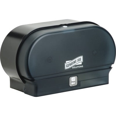 Genuine Joe GJO98213 Solutions Standard Bath Tissue Roll Dispenser, Manual, 2000 x Sheet, 2 x Roll, 7.3" Height x 11.9" W x 5.5" D, Black, Sliding Door