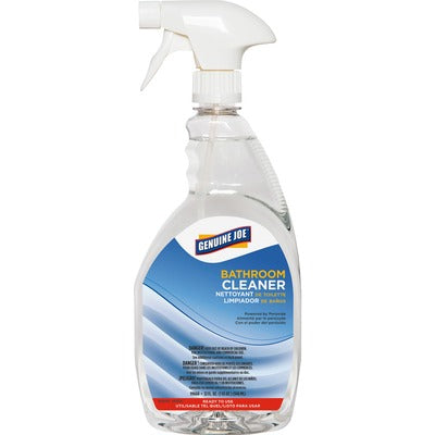Genuine Joe GJO99668 Peroxide-Powered Bathroom Cleaner, Ready-To-Use, 32 fl oz (1 quart), Soap Scum Remover, Clear