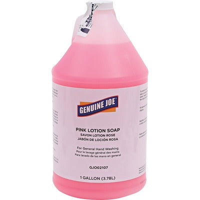 Genuine Joe GJO02107 Pink Lotion Soap, 1 gal, Pump Bottle Dispenser, Hand, Skin, Rich Lather