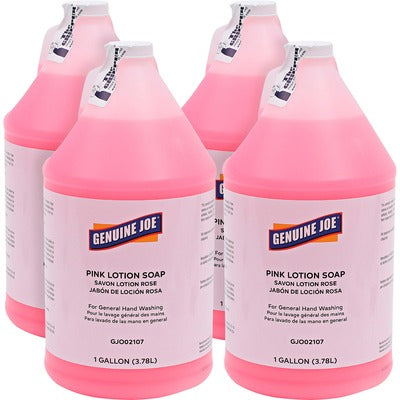 Genuine Joe GJO02107CT Pink Lotion Soap, 1 gal, Hand, Skin, Rich Lather, 4/Carton