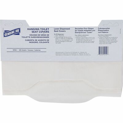 Genuine Joe GJO10154 Quarter-Fold Toilet Seat Covers, For Toilet, White, Virgin Paper, 125/Pack, 24/Carton