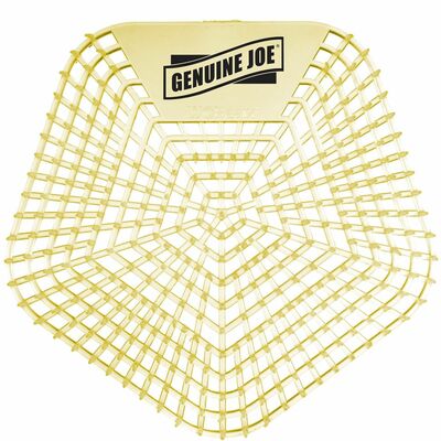 Genuine Joe GJO85184 Urinal Screens, Lasts upto 30 Days, Dual Sided Design, Yellow, 10/Carton