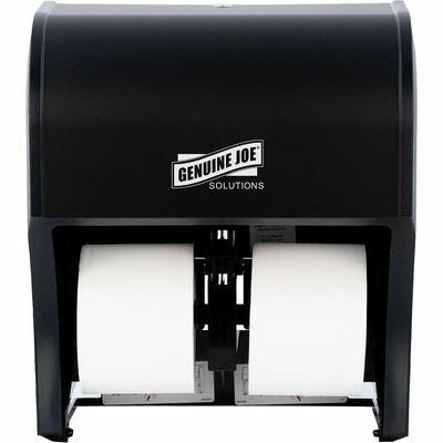 Genuine Joe GJO98214 Solutions 4-Roll Bath Tissue Dispenser, 4 x Roll, Black