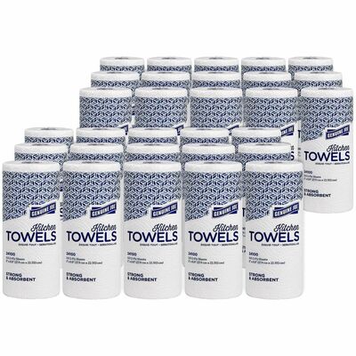 Genuine Joe GJO24100 Kitchen Roll Paper Towels, 2 Ply, 11" Width x 105.60" Length, 100 Sheets/Roll, White, 30 Rolls/Carton