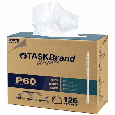 Genuine Joe GJO01301 Hydroknit Towel Wipers, Low Linting, Absorbent, Solvent Resistant, Versatile, White, 125/Box, 10/Carton