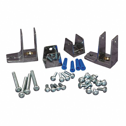 ASI Global 40-8515030 Hardware Kit Ending Panel, 1-Ear Stirrup Style, Powder Coated Metal, Chrome Bathroom Stall Hardware - Panel Brackets