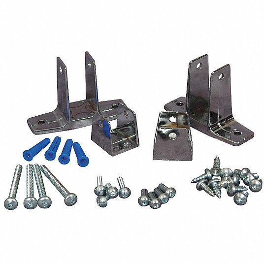 ASI Global 40-8515040 Hardware Kit Dividing Panel, 2-Ear Stirrup Style, Powder Coated Metal, Chrome Bathroom Stall Hardware - Wall Brackets