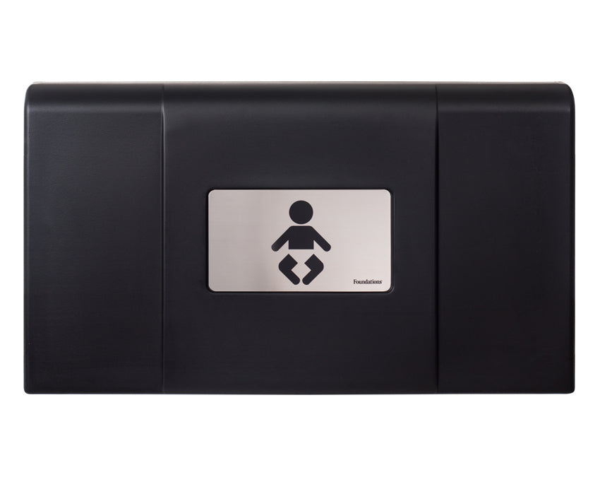 Foundations (The Sova Company) 200-EH-02 Ultra Horizontal Baby Changing Station (EZ Mount Backer Plate Included), Black / Stainless, Updated Part Number: 15HS0002