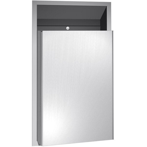 ASI 0458-DX Commercial Restroom Waste Receptacle, 18 Gallon, Semi-Recessed-Mounted, 15-3/4" W x 29" H, 4-1/4" D, Stainless Steel