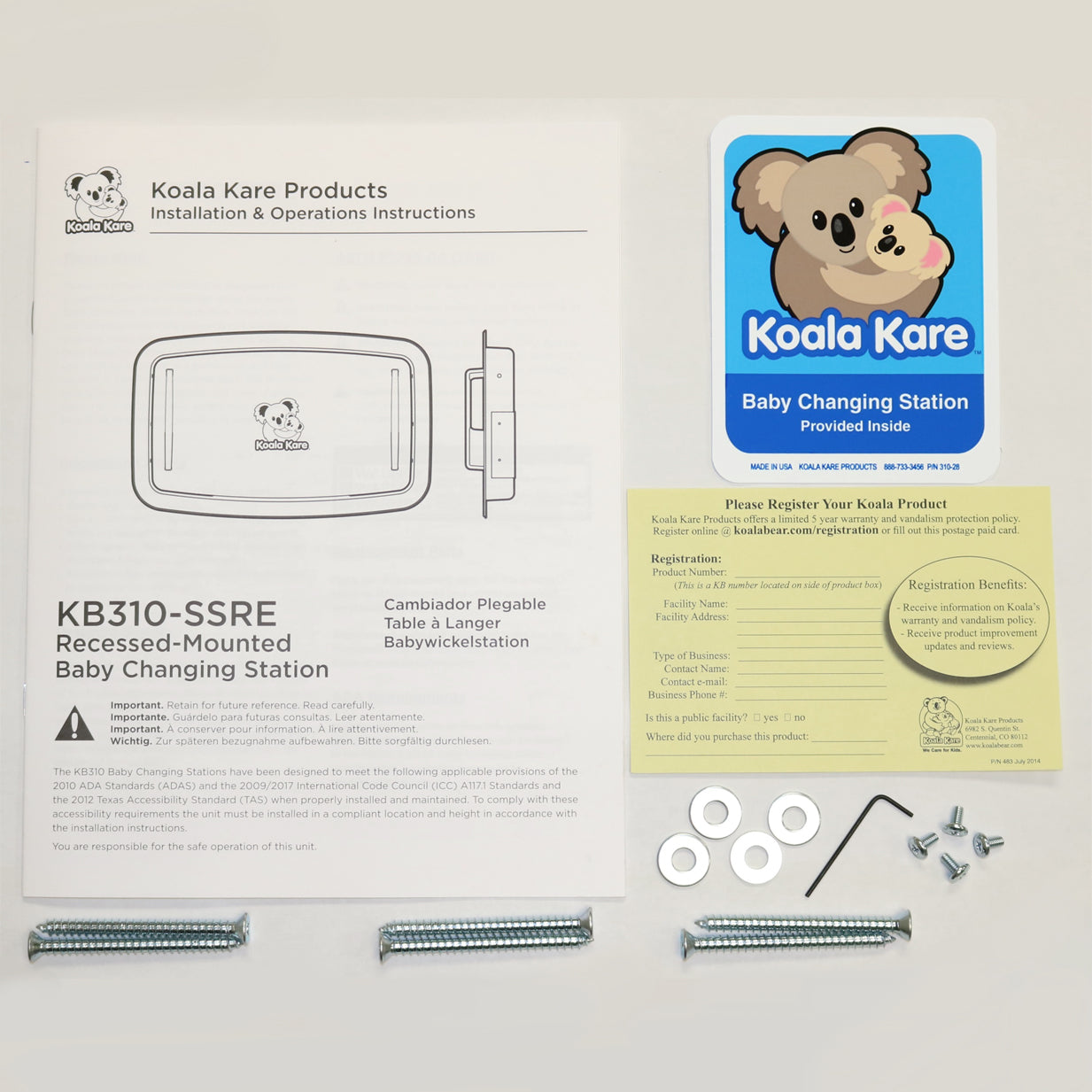 Koala Kare 310-32-KIT Kit, Install, KB310-SSRE