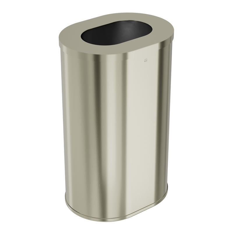 Bradley Elvari Covered Freestanding Waste Receptacle, 21 Gallon, Brushed Nickel - 3B1-113800-BN