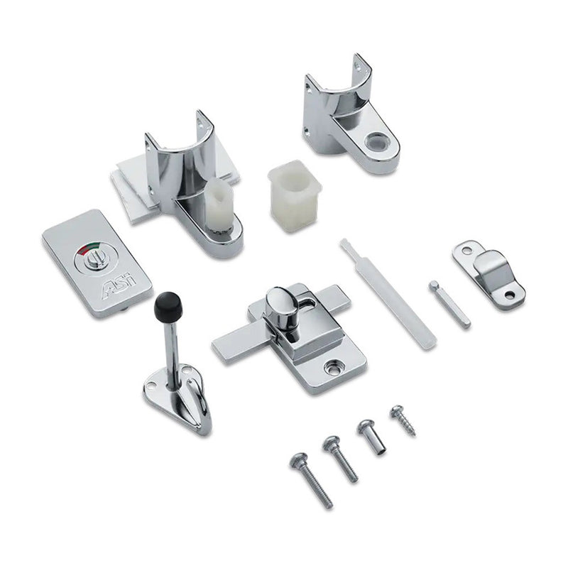 ASI Global 40-8513513 Door Hardware Kit, Powder Coated Metal, Int. Privacy In-Swing Chrome ZA Bathroom Stall Hardware - Stall Door Hinges