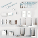 Hadrian 625421 Hardware In-Corner Stall, Stirrup Style, Solid Plastic, Aluminum Bathroom Stall Hardware - Wall Brackets
