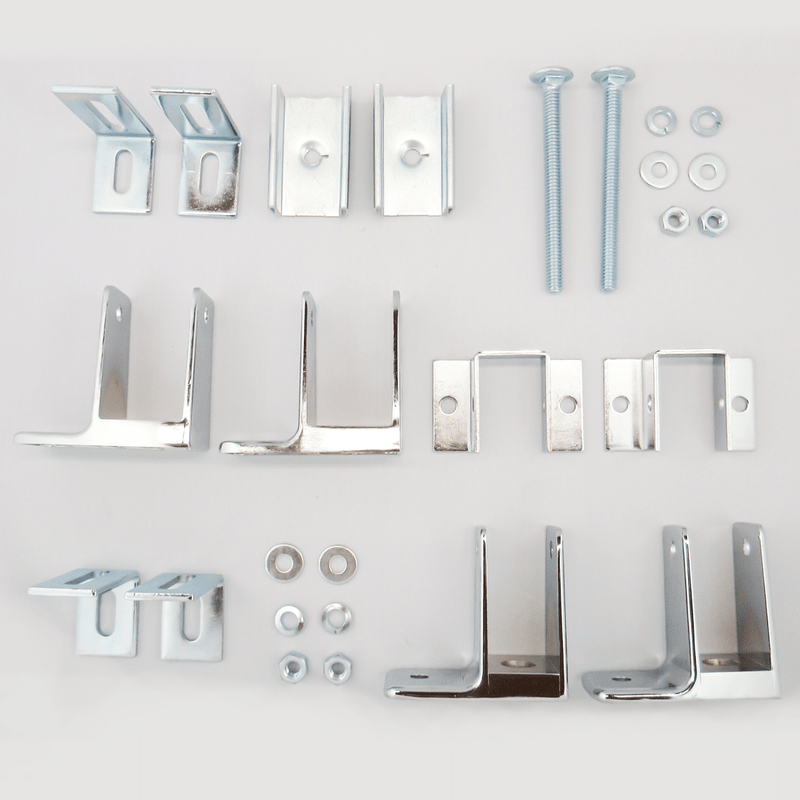 Hadrian 600423 Ending Alcove Panel Kit, Powder Coated Metal, Chrome Stirrup Bathroom Stall Hardware - Alcove Brackets