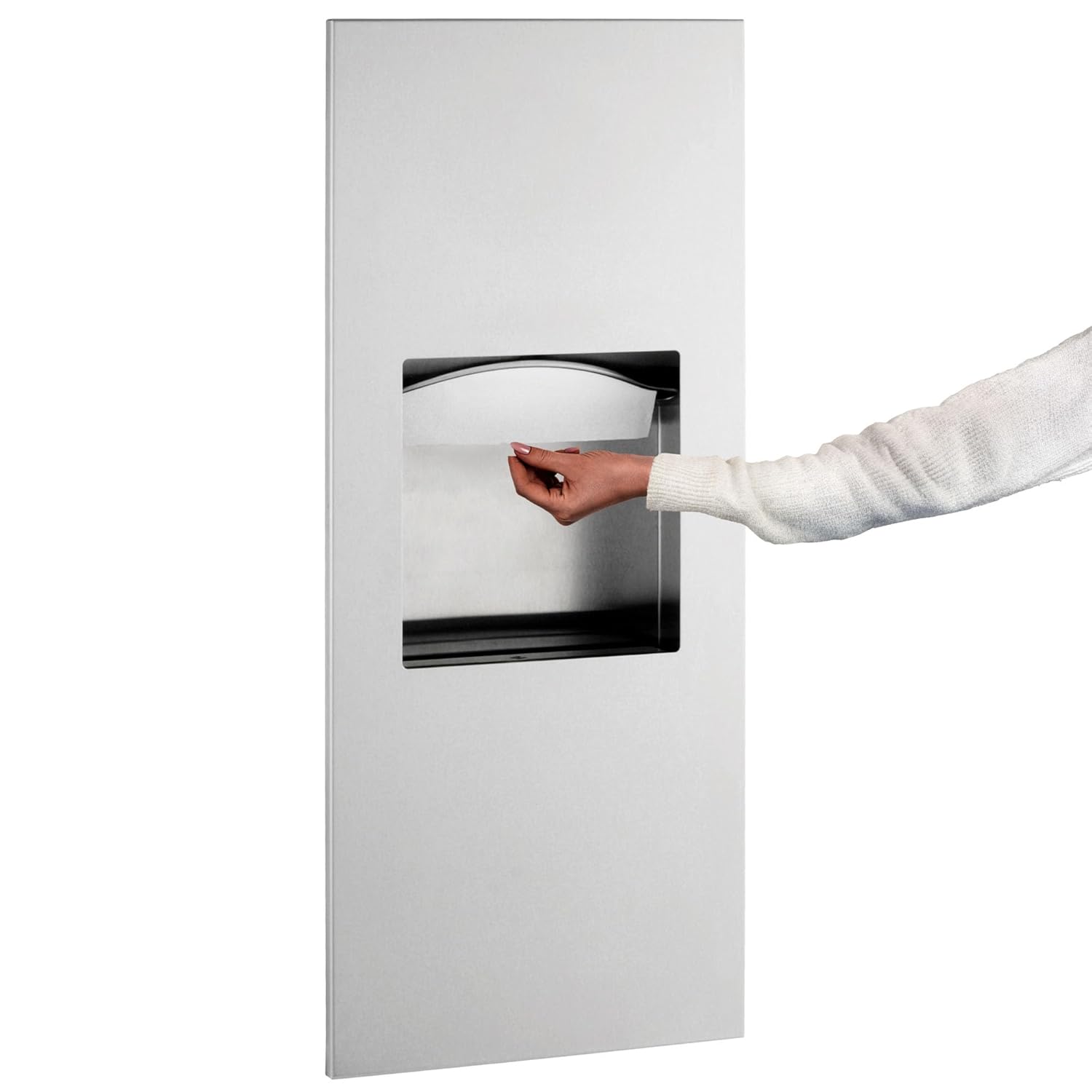 Bobrick B-36903 Combination Commercial Paper Towel Dispenser/Waste Receptacle, Recessed-Mounted, Stainless Steel