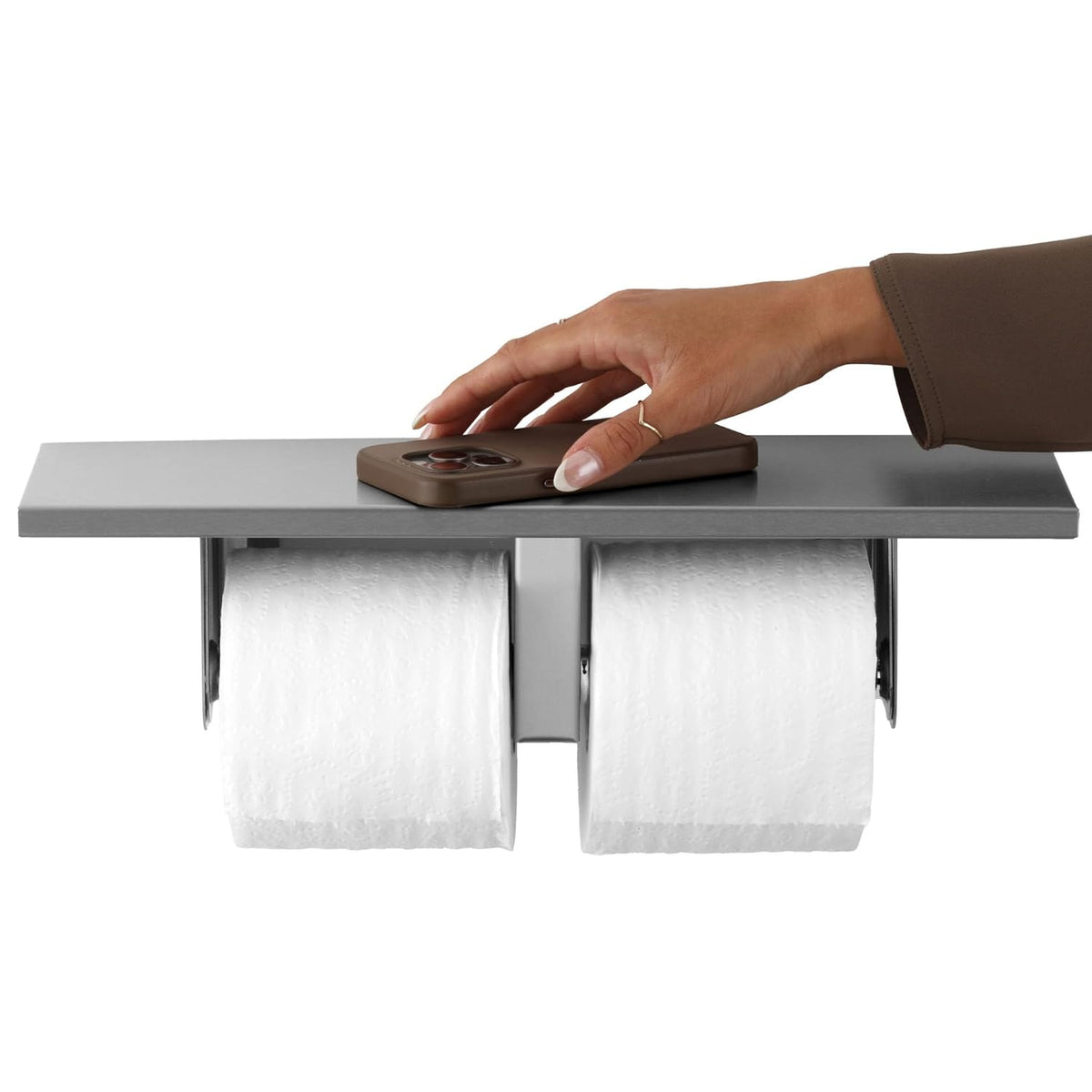 Bobrick B-2840 Toilet Paper Dispenser Utility Shelf, 16" W x 3-7/8" H x 5" D, Surface-Mounted, Stainless Steel w/ Satin Finish