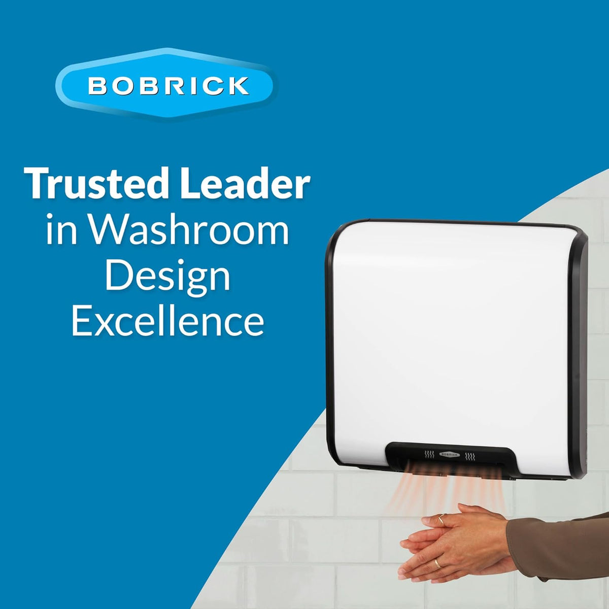 Bobrick B-7120 Automatic Hand Dryer, 115 Volt, Surface-Mounted, White Painted Cover