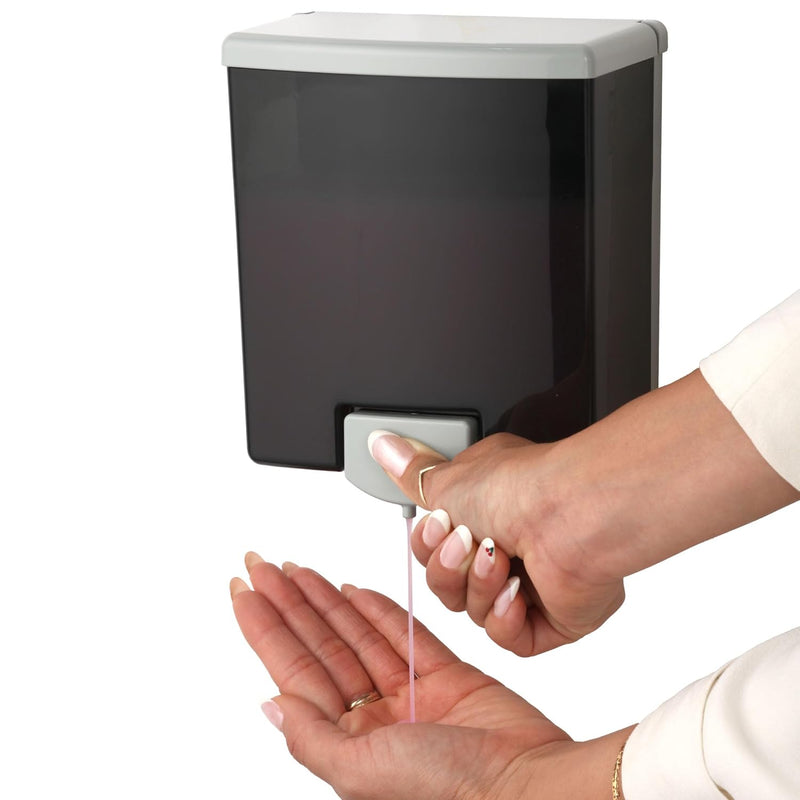 Bobrick B-40 Commercial Liquid Soap Dispenser, Surface-Mounted, Manual-Push, Plastic - 40 Oz
