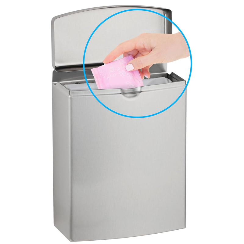 Bobrick B-270 Commercial Restroom Sanitary Napkin/Tampon Disposal, Surface-Mounted, Stainless Steel