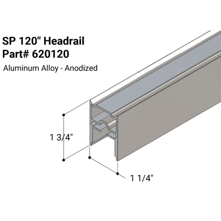 Hadrian 620120 - Hadrian Toilet Partition Headrail for Solid Plastic-120