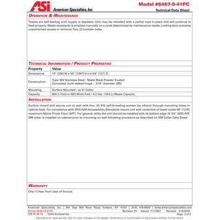 ASI 6467-9-41PC TOWEL DISP/WASTE - SIMPLICITY w/ SM COLLAR-MATTE BLACK POWDER COATED