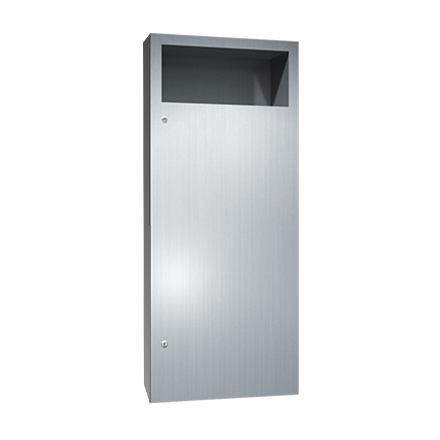 ASI 6474-2 Commercial Restroom Waste Receptacle, 12 Gallon, Recessed-Mounted, 15-1/4" W x 38-1/2" H, 4-1/4" D, Stainless Steel