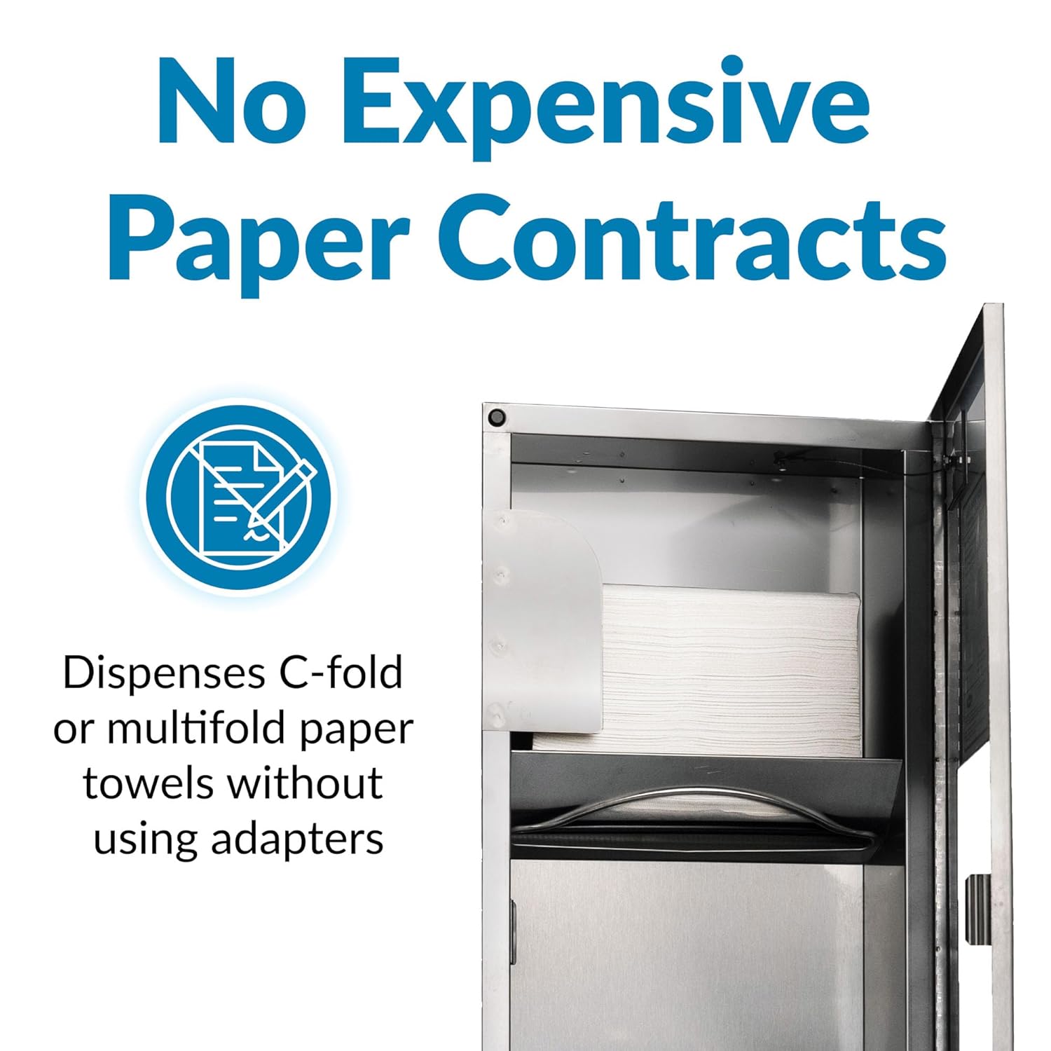 Bobrick B-36903 Combination Commercial Paper Towel Dispenser/Waste Receptacle, Recessed-Mounted, Stainless Steel