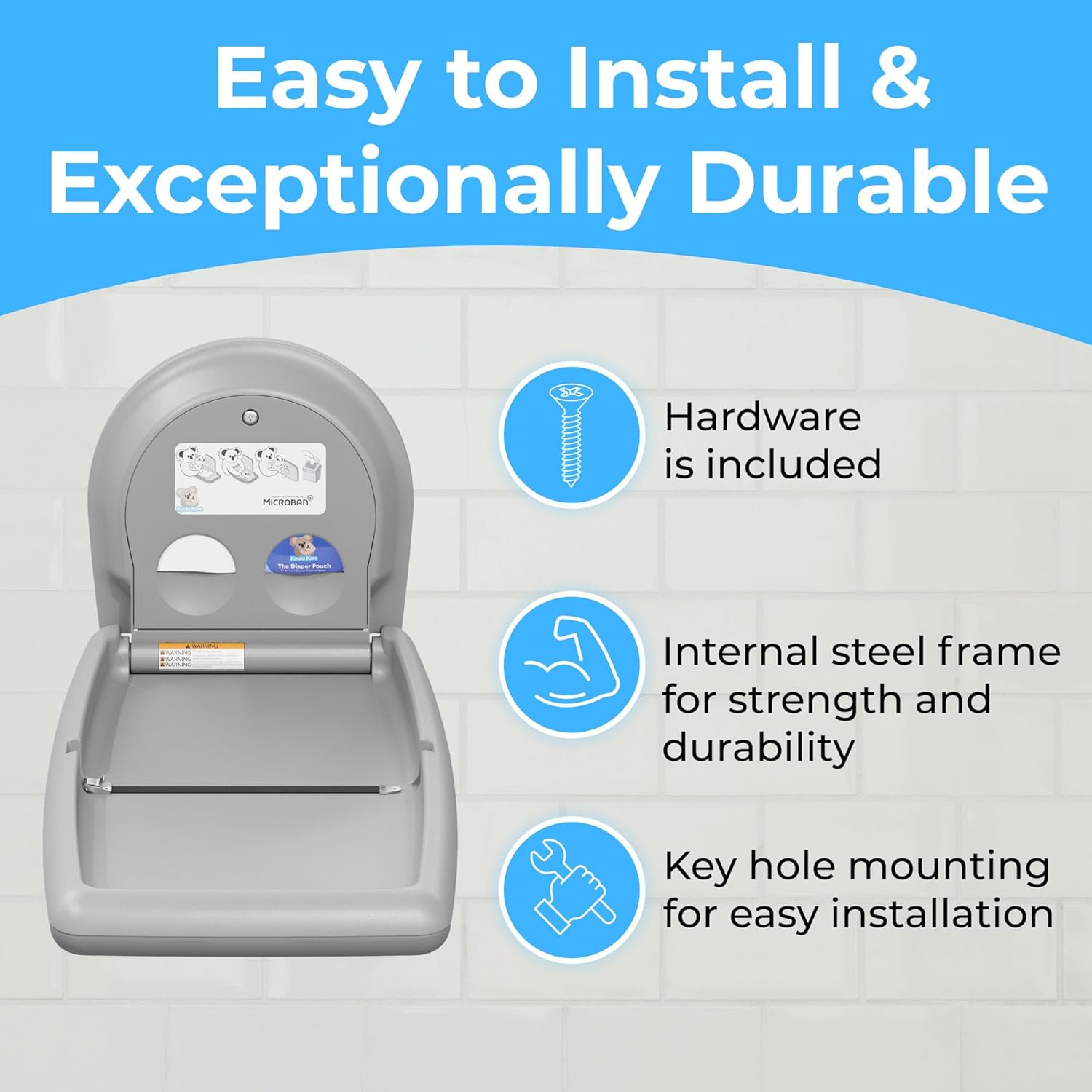Koala Kare KB301-01 Grey Vertical Baby Changing Station, Surface-Mounted