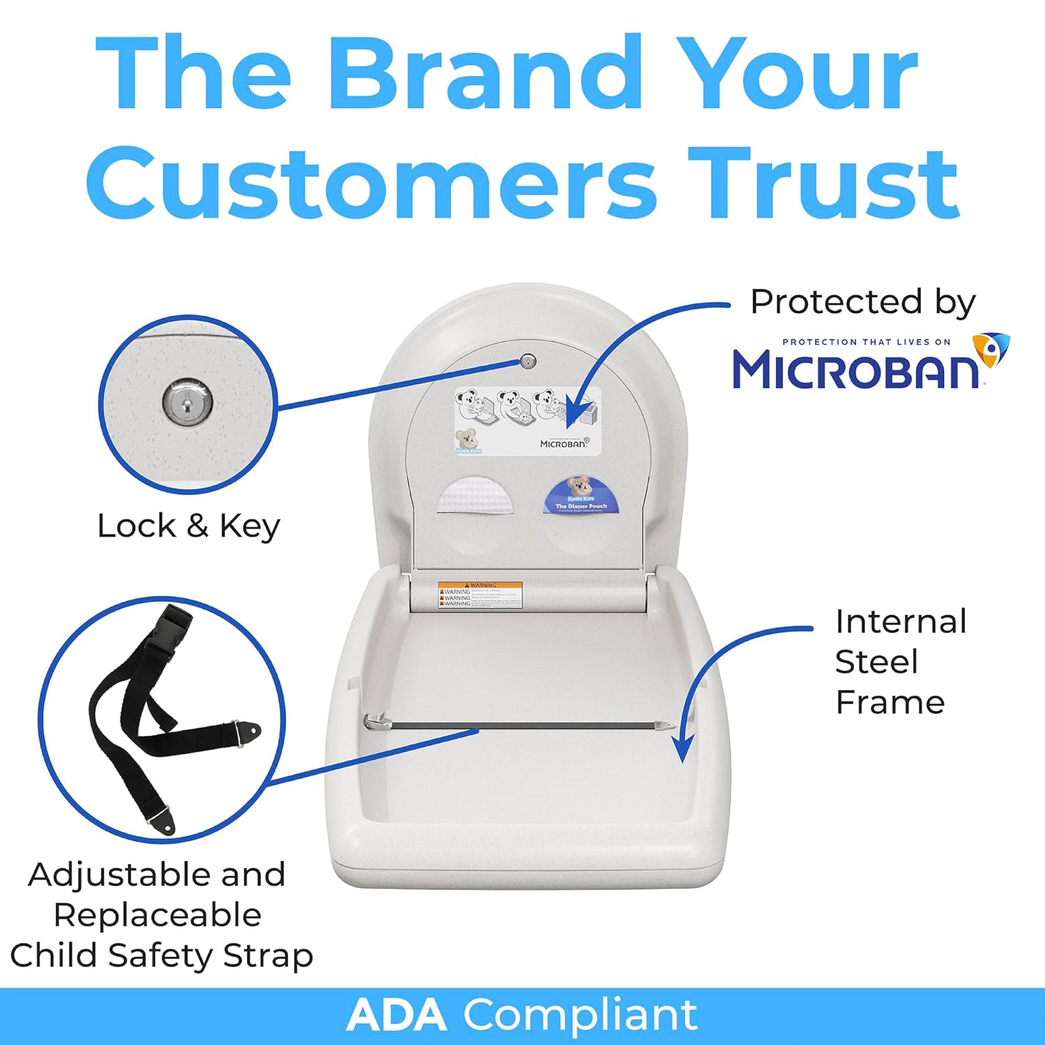 Koala Kare KB301-05 White Granite Vertical Baby Changing Station, Surface-Mounted