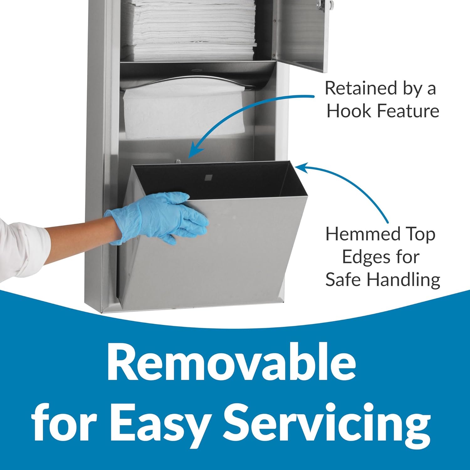 Bobrick B-3699 Combination Commercial Paper Towel Dispenser/Waste Receptacle, Surface-Mounted, Stainless Steel