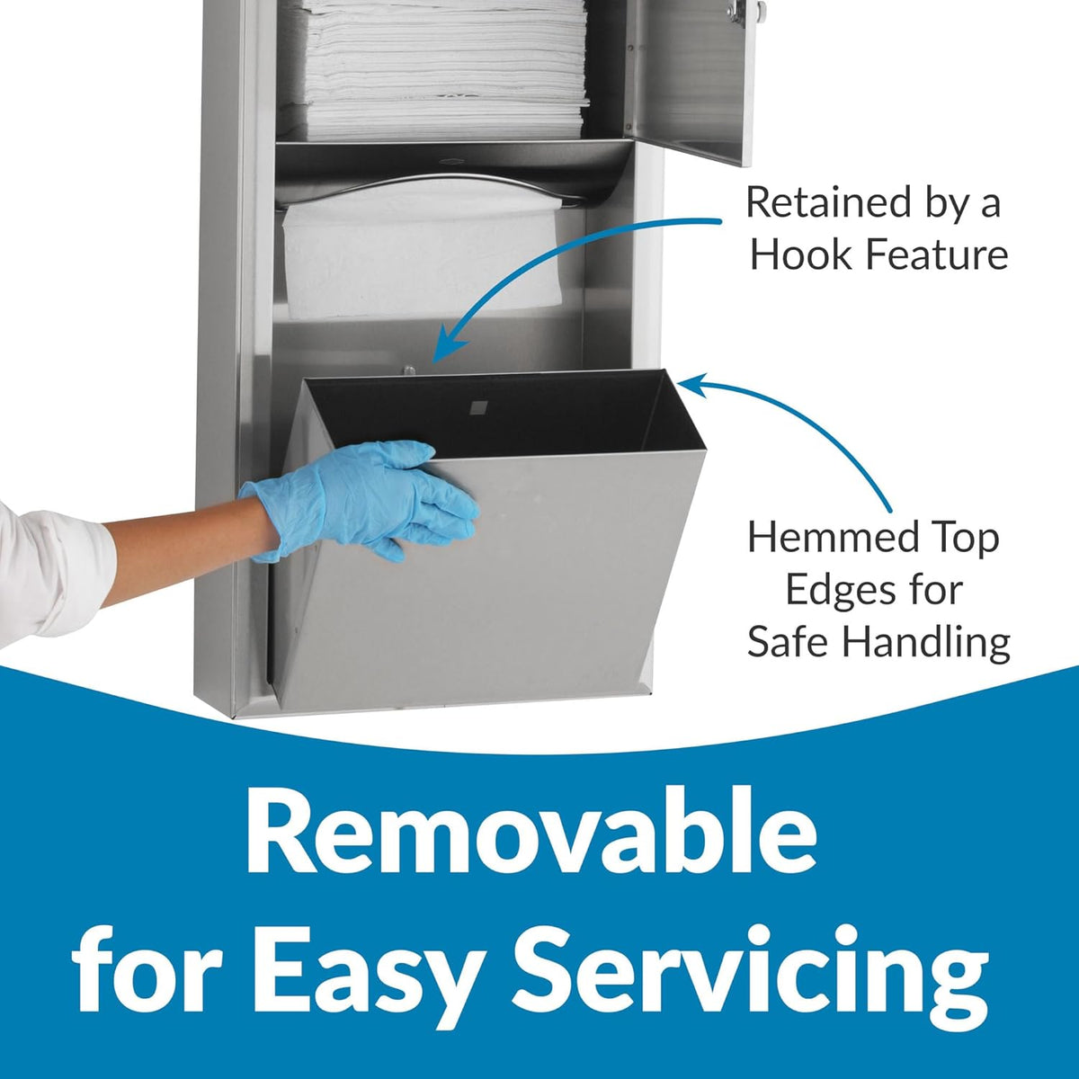 Bobrick B-3699 Combination Commercial Paper Towel Dispenser/Waste Receptacle, Surface-Mounted, Stainless Steel