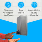 Bobrick B-2111 Commercial Liquid Soap Dispenser, Surface-Mounted, Manual-Push, Stainless Steel - 40 Oz