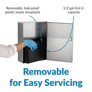 Bobrick B-254 Commercial Restroom Sanitary Napkin/Tampon Disposal, Surface-Mounted, Stainless Steel